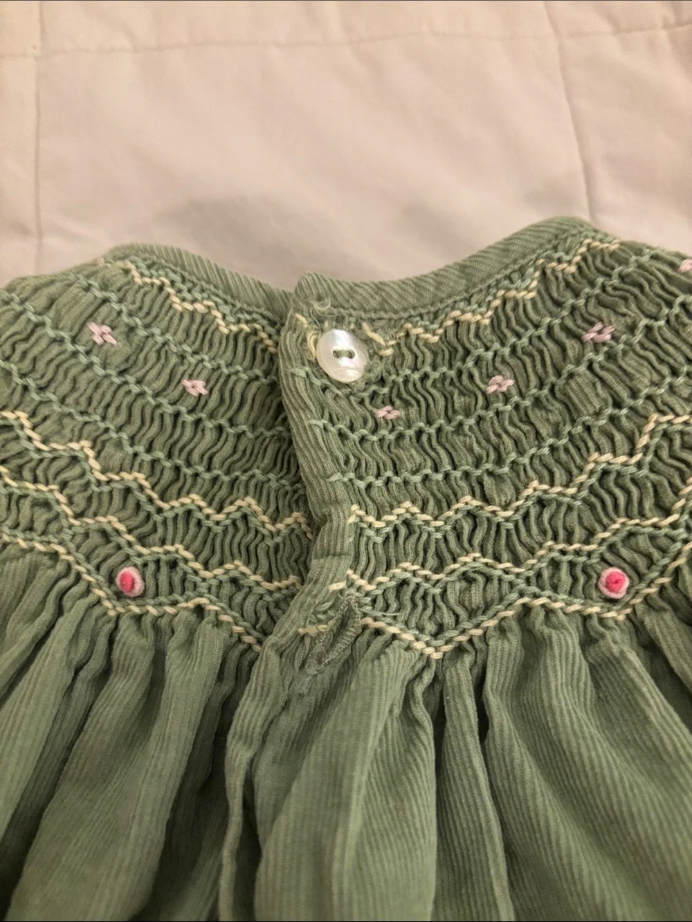 Mom & Me Girls' Olive Green Smocked Long-Sleeve Dress Sz 3T NWOT